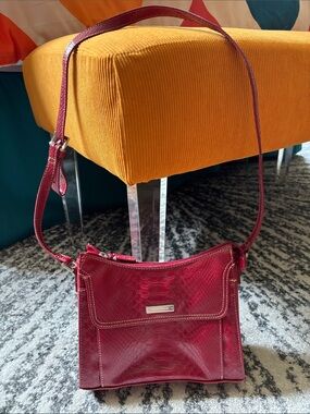 Liz Claiborne Red Faux-Snake Crossbody Bag